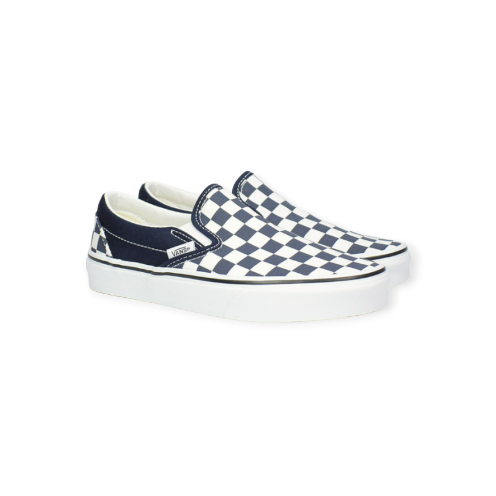 Vans slip shop on blue checkerboard